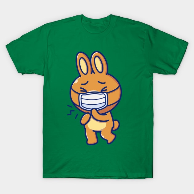 Cute Rabbit Wearing Mask Cartoon T-Shirt by Catalyst Labs